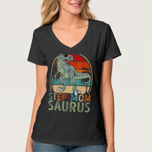 Step Momsaurus Rex Dinosaur Step Mama Saurus T-Shirt (Vorderseite)