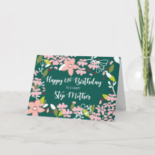 Step Mother 61. Geburtstag Grüne Blume Karte