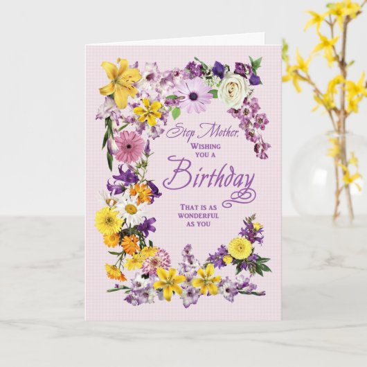 Step Mother Birthday Blume Frame Assorted Blume Karte (Gelbe Blume)