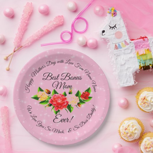 Step Mother Bonus Mama Mother's Day Large 9" Pappteller (Party)