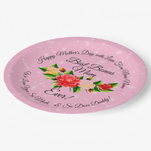 Step Mother Bonus Mama Mother's Day Large 9" Pappteller (Schrägansicht)