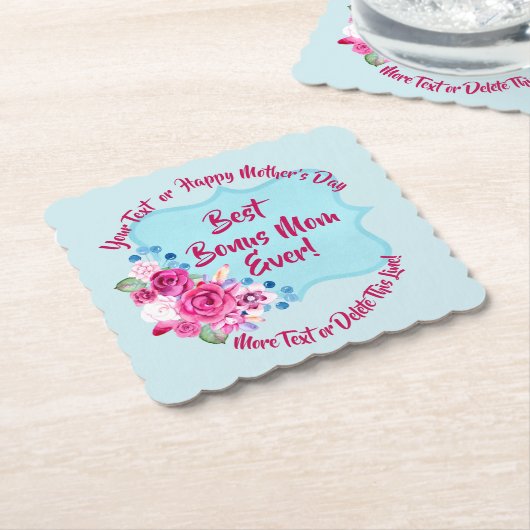 Step Mthers Day Bonus Mama Ändern Text gerundet Untersetzer (angewinkelt)