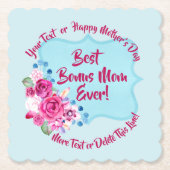 Step Mthers Day Bonus Mama Ändern Text gerundet Untersetzer (Vorderseite)