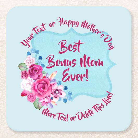Step Mthers Day Bonus Mama Ändern Text Rechteckiger Pappuntersetzer (Vorderseite)