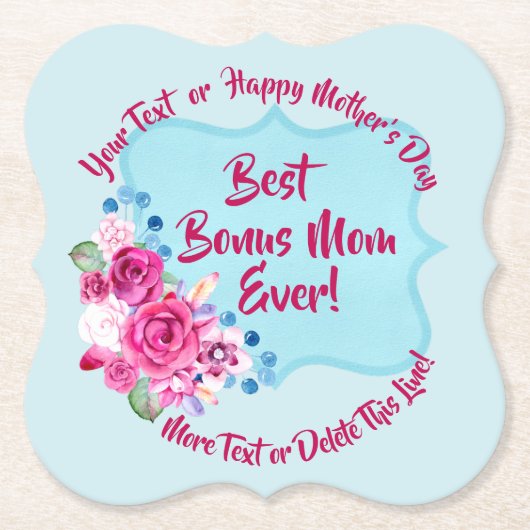 Step Mthers Day Bonus Mama Ändern Text Untersetzer (Vorderseite)