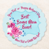 Step Mthers Day Bonus Mama Textskalierung ändern Untersetzer (Vorderseite)