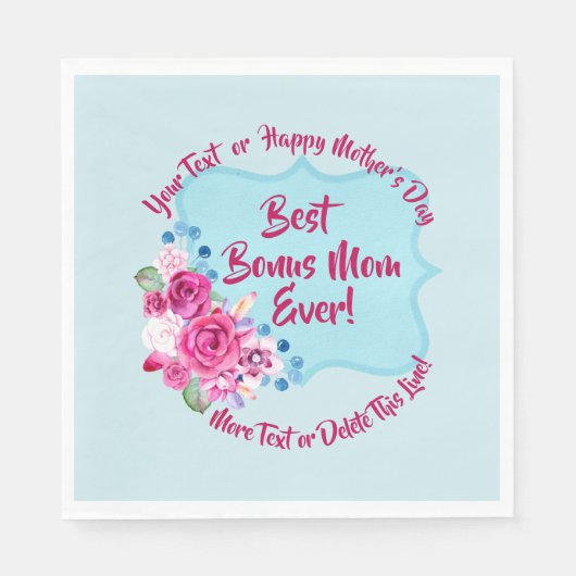 Step Mütter Day Bonus Mama Ändern Text Medium Serviette (Vorderseite)