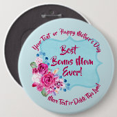 Step Mütter Day Bonus Mama Text ändern Kolossal Button (Vorne & Hinten)