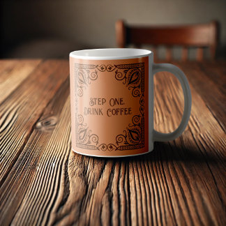 Step One Drink Coffee Lotus & Vines Decorative Kaffeetasse