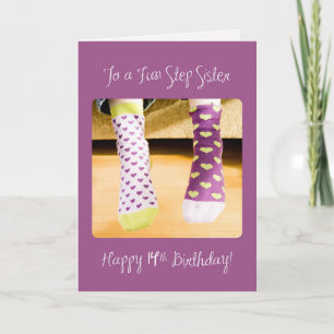 Step Sister 14. Geburtstag Crazy Socks Karte