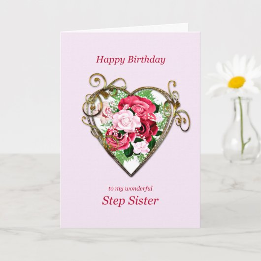 Step Sister Birthday Antique Painted Rose Karte (Kleine Pflanze)