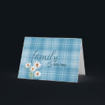 step sister birthday daisies on plaid karte<br><div class="desc">Birthday for step sisteron soft aqua blue plaid background with white daisies.</div>