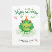 Step Sister Birthday Frog mit Toad of Fun Card Karte (Vorderseite)