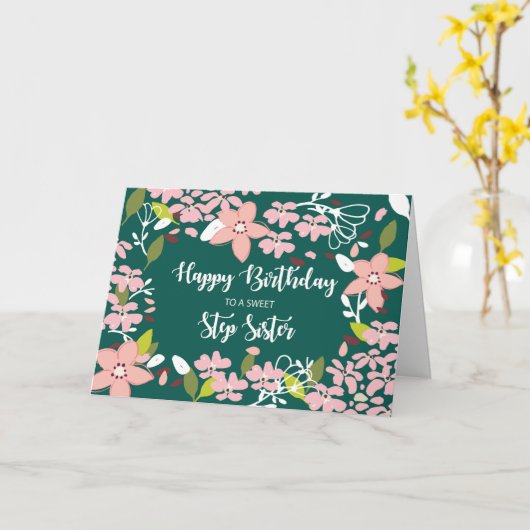 Step Sister Birthday Green Blume Karte (Gelbe Blume)