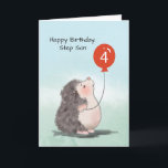 Step Son 4. Geburtstag Niedlicher Igel mit Ballon Karte<br><div class="desc">Jetzt,  da Ihr Schrittsohn 4 Jahre alt wird,  verdient er diese Karte zum Geburtstag. Diese niedliche Karte verfügt über einen hübschen Igel auf dem Cover. Er wird sicher diese Karte Liebe,  also besser ihm eine Kopie davon jetzt!</div>