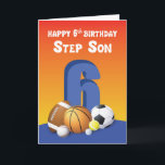 Step Son 6. Geburtstag Sportballs Karte<br><div class="desc">Sobald Ihr Schritt Sohn herauskommt, um sich mit allen an seinem 6. Geburtstag zu beteiligen, sollten Sie ihm sofort diese Karte geben, um ihn an diesem besonderen Tag zu begrüßen.</div>