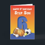 Step Son 6. Geburtstag Sportballs Karte<br><div class="desc">Sobald Ihr Schritt Sohn herauskommt,  um sich mit allen an seinem 6. Geburtstag zu beteiligen,  sollten Sie ihm sofort diese Karte geben,  um ihn an diesem besonderen Tag zu begrüßen.</div>