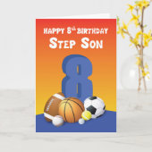 Step Son 8. Geburtstag Sportballs Karte (Gelbe Blume)