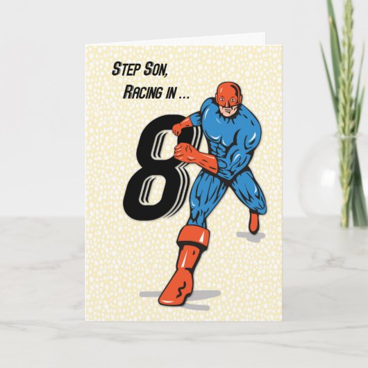 Step Son 8. Geburtstag Superhero Karte (Vorderseite)