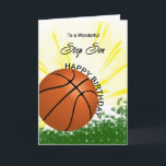 Step Son Basketball Geburtstagkarte Karte<br><div class="desc">Geben Sie Ihrem Basketballliebhaber eine Baseball- und Fledermauskarte mit einem explosiven Basketballthema! Ein Basketball und Fledermaus mit den Worten "Zu einem wunderbaren Schritt Sohn".</div>
