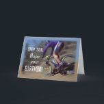 Step Son Sports Mountain Bike Birthday Karte<br><div class="desc">A blue sky, trees and a boy going fast downhill on a mountain bike. Wish Happy Birthday to your Step Son with this card about sport and adventure.</div>