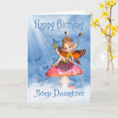 Step-Tochter Geburtstagskarte - Niedliche Märchens Karte (Gelbe Blume)