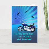 Step Vater Birthday Motorrad Sunset Card Karte (Vorderseite)