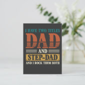 Step Vater Two Titles Papa Proud Vater Postkarte (Stehend Vorderseite)