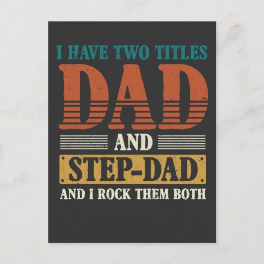 Step Vater Two Titles Papa Proud Vater Postkarte (Vorderseite)