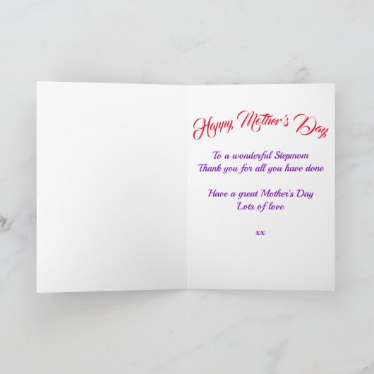 Stepama Mother's Day Pink Typografy Card Karte (Innenseite)