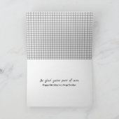 Stepbruders Geburtstag Gray Gingham Karte (Innenseite)