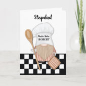 Stepdad Birthday Whimsical Gnome Baker Backen Karte (Vorderseite)