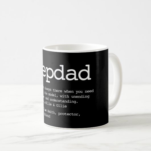 Stepdad definiert Schwarz und Weiß Kaffeetasse (VorderseiteRechts)