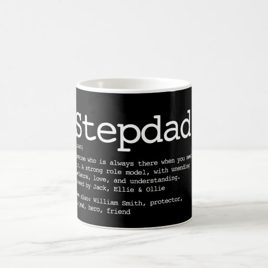 Stepdad definiert Schwarz und Weiß Kaffeetasse (Mittel)