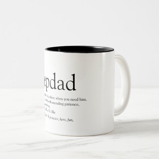 Stepdad Definition Fathers Day Modern Fun Zweifarbige Tasse (VorderseiteRechts)