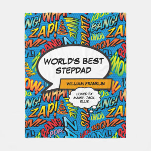 Stepdad Fun Comic Blue Fleecedecke