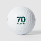 Stepdad-Geschenk zum 70. Geburtstag - Blue Kariert Golfball (Vorderseite)