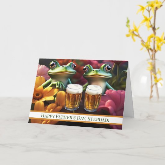 Stepdad Happy Vathers Day mit Toads Frogs Beer Karte (Gelbe Blume)