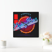 STEPDAD Mancave Bar Den Clock Neon - Customizable Quadratische Wanduhr (Zuhause)
