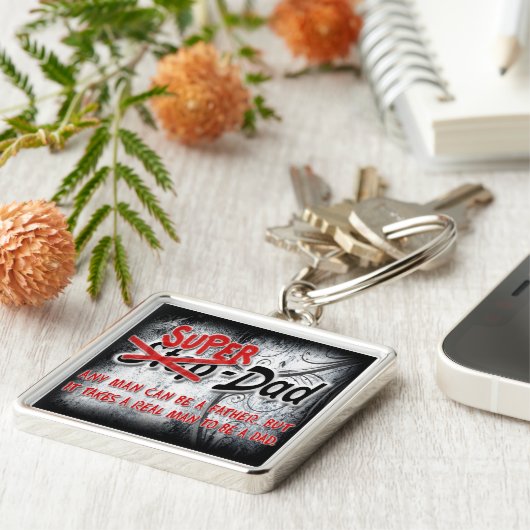 StepDad-quadratischer Schlüsselanhänger (Seite)