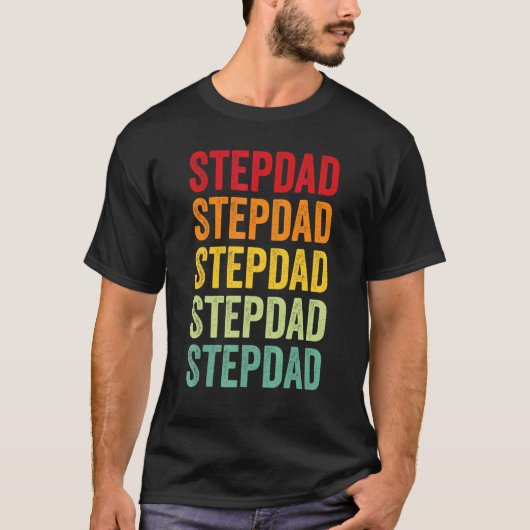 Stepdad Rainbow Text Stepdad Colorful T-Shirt (Vorderseite)