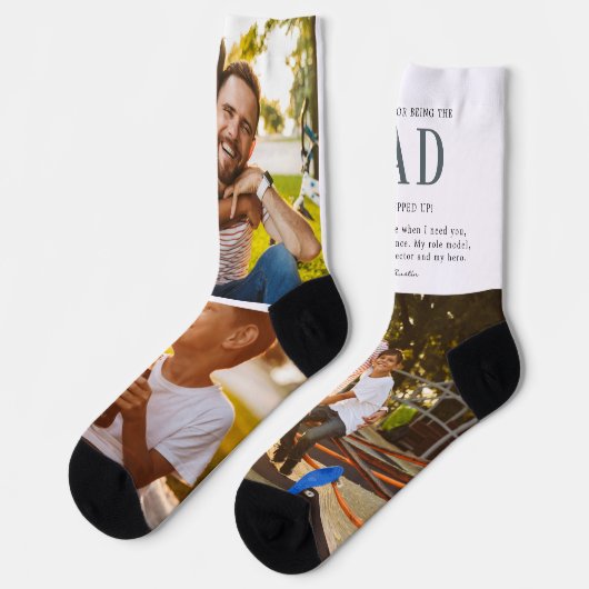 Stepdad Stepfather Zitat | Drei FotoCollage Socken (Linkes Detail)