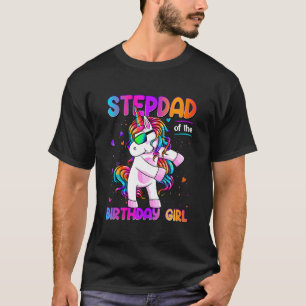 Stepdad vom Geburtstagsmädchen Dabbing Unicorn-Par T-Shirt