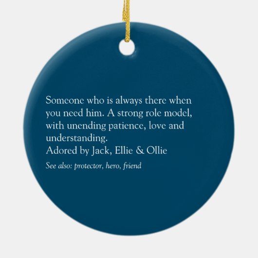 Stepfather definiert Stepdad Modernes Blau Keramik Ornament (Hinten)