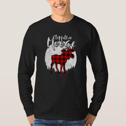 Stepfather Moose Red Plaid Buffalo Matching Family T-Shirt (Vorderseite)