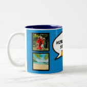Stepfather Stepdad 4 Foto Fun Comic Book Blue Zweifarbige Tasse (Links)