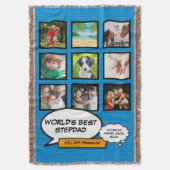 Stepfather, Stepdad 9 Foto Comic Book Fun Blue Decke (Vorderseite Vertikal)