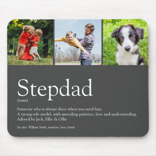 Stepfather Stepdad Definition 3 Foto Spaß grau Mousepad (Vorne)