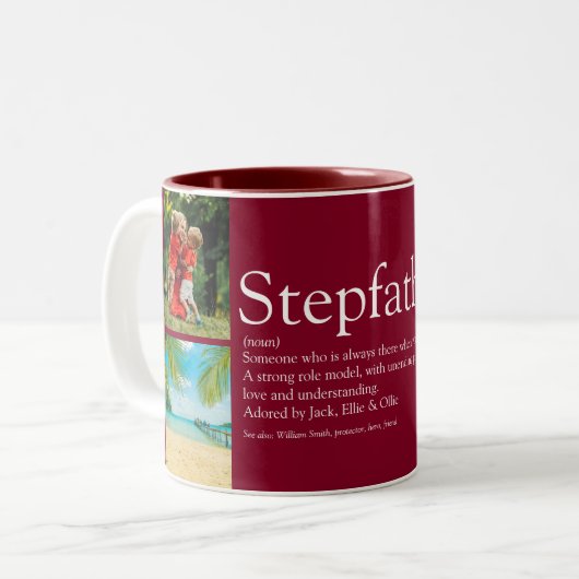 Stepfather Stepdad Definition 4 Foto Burgundy Zweifarbige Tasse (Vorderseite Links)