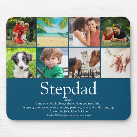 Stepfather Stepdad Definition 8 Foto Fun Blau Mousepad (Vorne)
